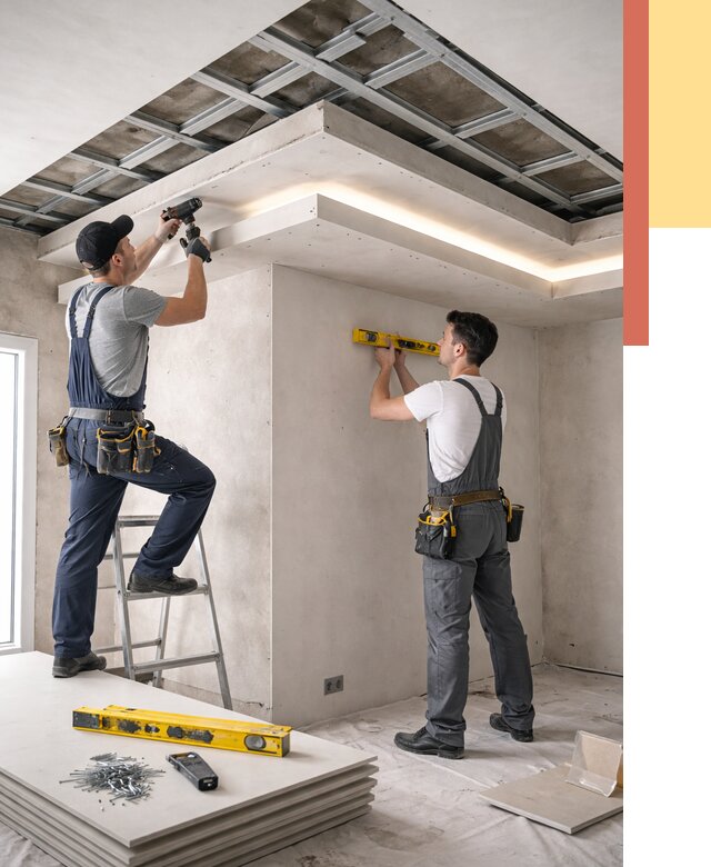 Двухуровневый потолок из гипсокартона в Южно-Сахалинске от 1498 руб. под ключ | ОТДЕЛОЧНИК-Южн