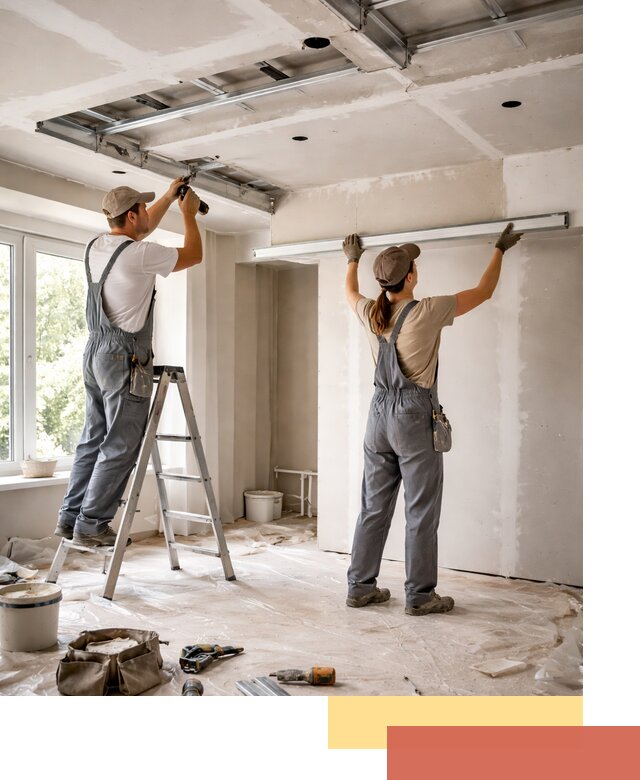 Монтаж многоуровневого потолка из гипсокартона в Южно-Сахалинске