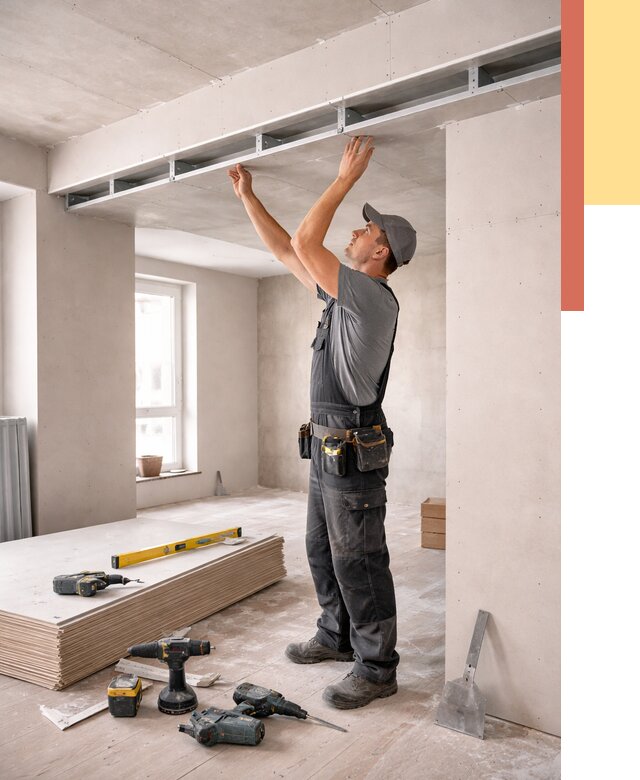 Потолок из гипсокартона с нишей в Южно-Сахалинске от 1291 руб. под ключ | ОТДЕЛОЧНИК-Южн