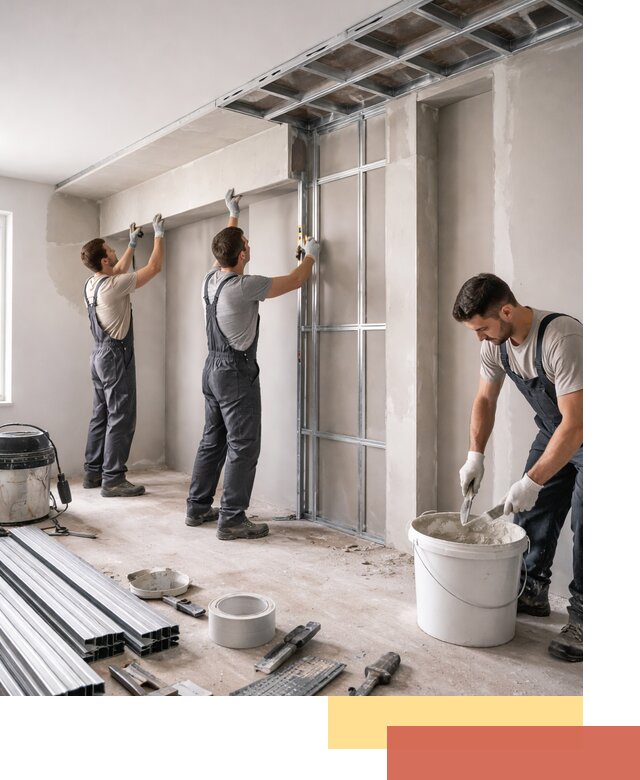 Монтаж потолка из гипсокартона с нишей в Южно-Сахалинске