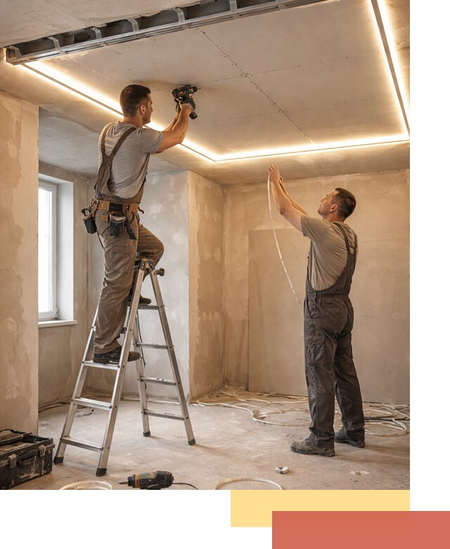 Потолок из гипсокартона с подсветкой в Южно-Сахалинске