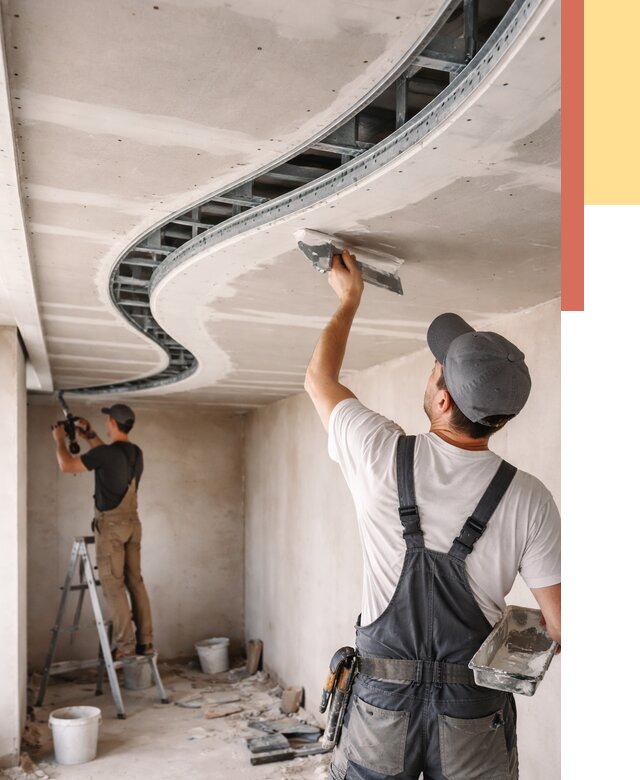 Криволинейный потолок из гипсокартона в Южно-Сахалинске от 2170 руб./м2 | ОТДЕЛОЧНИК-Южн