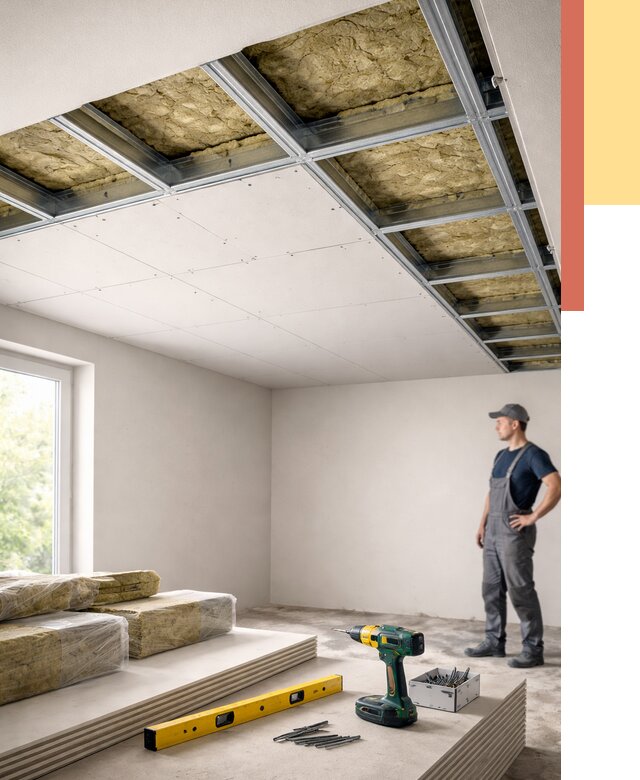 Звукоизоляция потолка ГКЛ в Южно-Сахалинске от 981 руб. — монтаж под ключ | ОТДЕЛОЧНИК-Южн