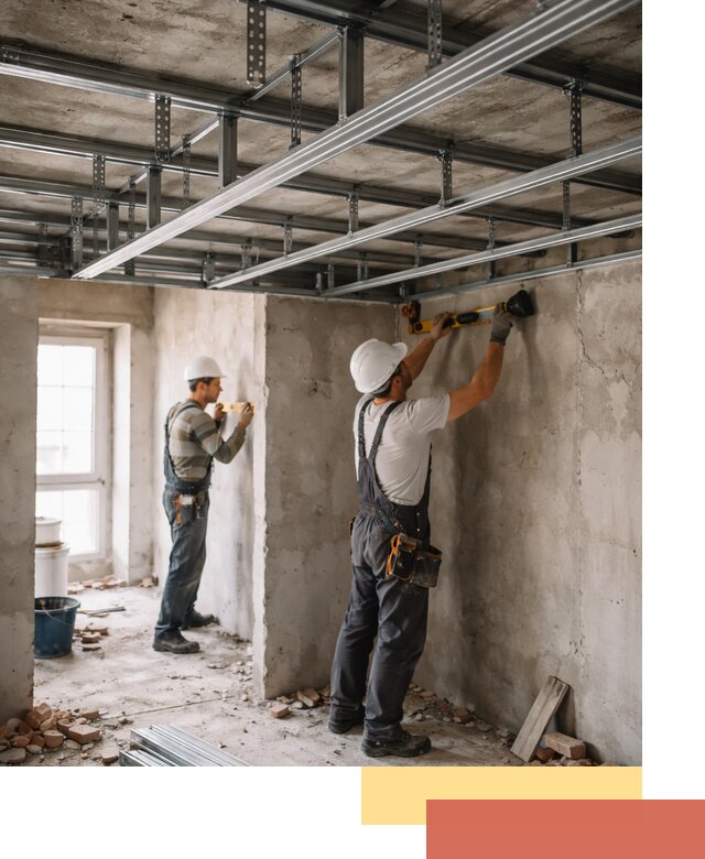 Монтаж каркаса потолка из профильного профиля в Южно-Сахалинске