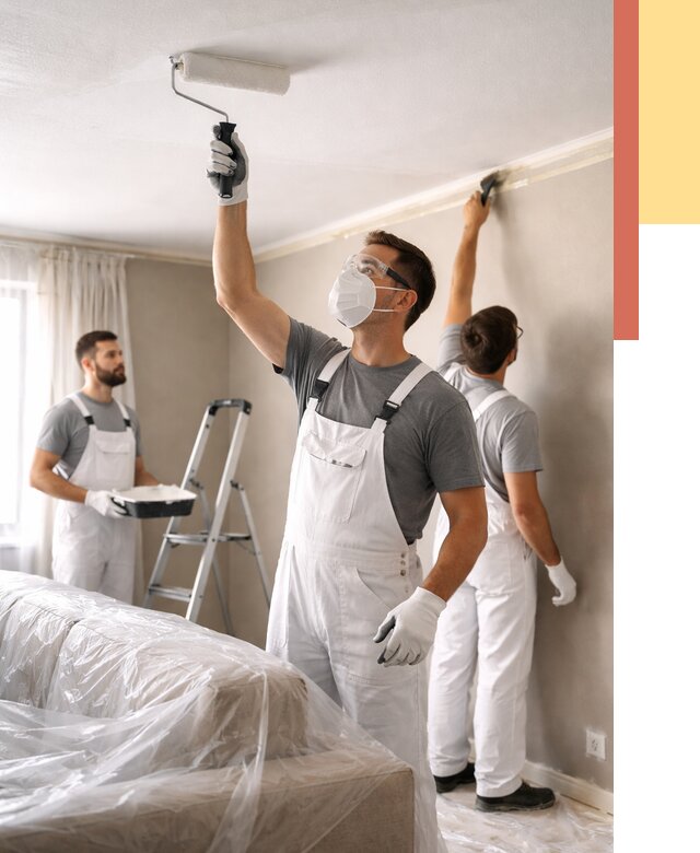 Покраска потолка водоэмельсионной краской в Южно-Сахалинске от 2273 руб/м² — услуги под ключ | ОТДЕЛОЧНИК-Южн