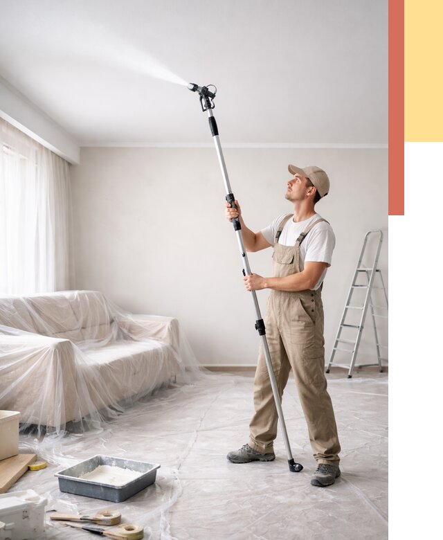 Покраска потолка краскопультом в Южно-Сахалинске от 4649 руб. быстро и недорого | ОТДЕЛОЧНИК-Южн