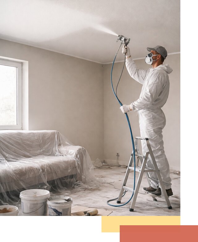 Покраска потолка краскопультом в Южно-Сахалинске быстро и качественно